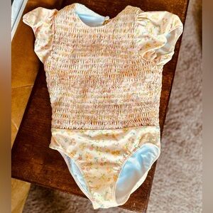 Minnow Girls Citrus Grove Smocked Puff Sleeve Swimsuit 9-10